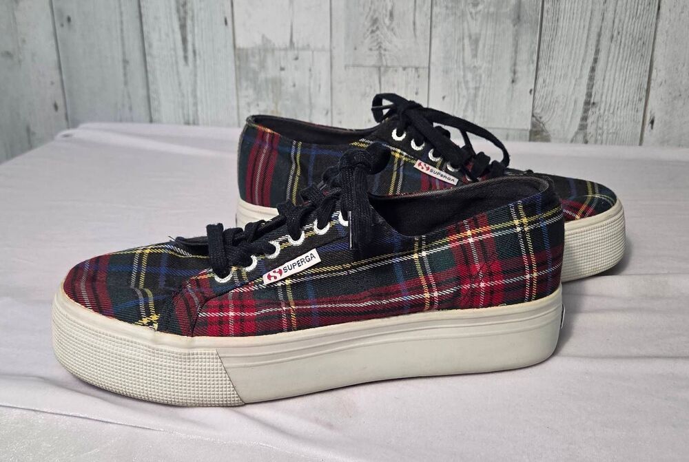 Superga Dark Variant Tartan Plaid Platform Sneakers Sz. 10/8.5